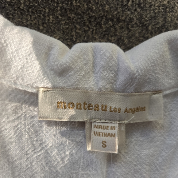 Monteau Cream Button Down Shirt with Pockets - Picture 2 of 4